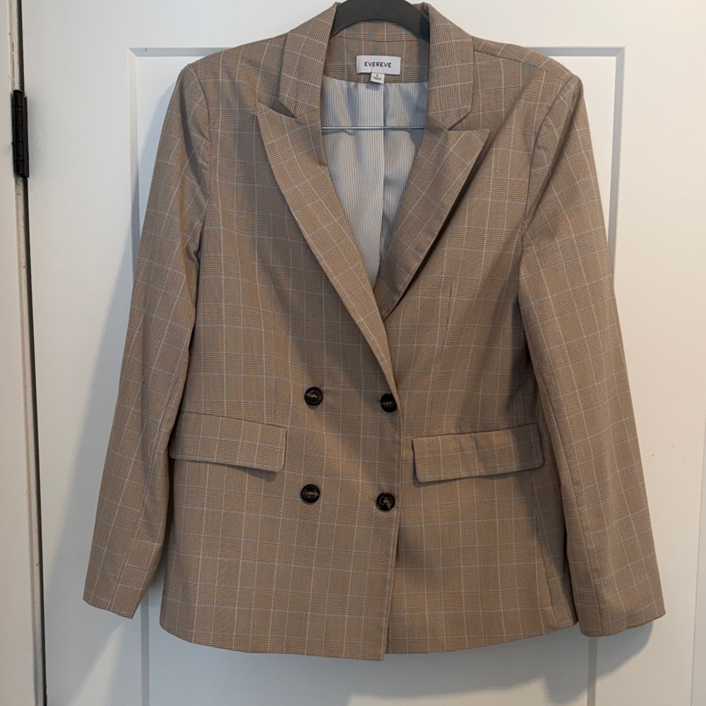 Evereve Beige Checkered Women's Blazer